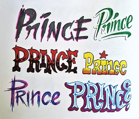 Florilège de lettrages créatif sur le mot "Prince"